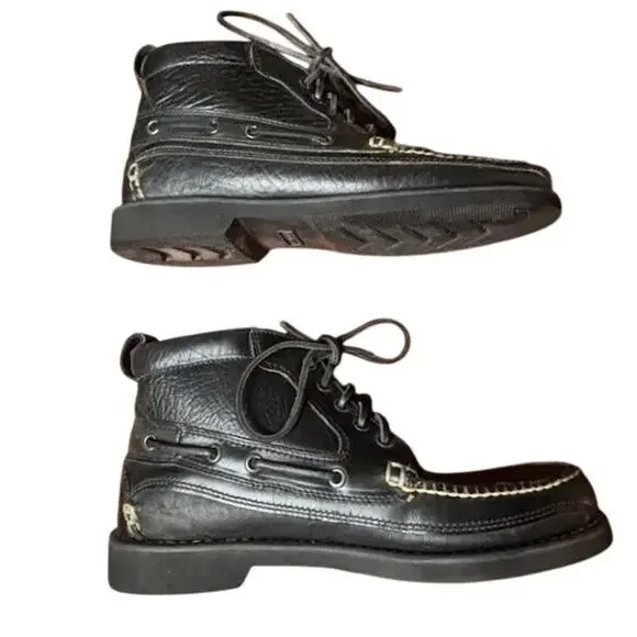 L. L. Bean Chukka Black Leather Boots Jackman Ranger Moccasin Men's Size 8.5 - Picture 9 of 13